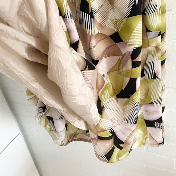 Vintage Midi Skirt Geometric print Lime green Lavender Tan Black Sz 16 - Picture 8 of 8